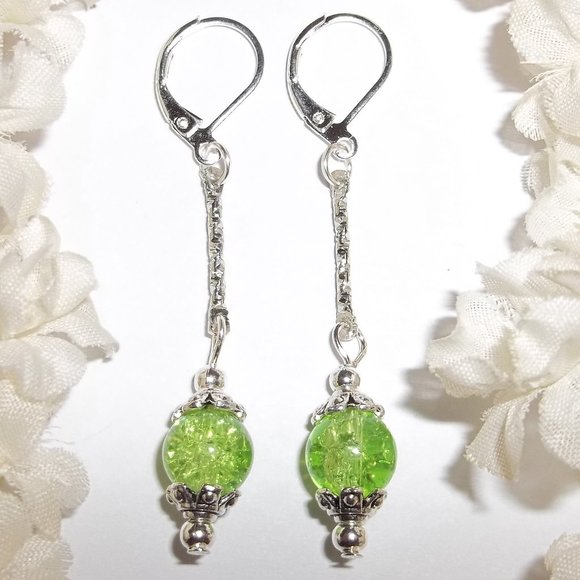 wvluckygirl Jewelry - Long Earring Set Green Beaded Handmade NWT 5192
